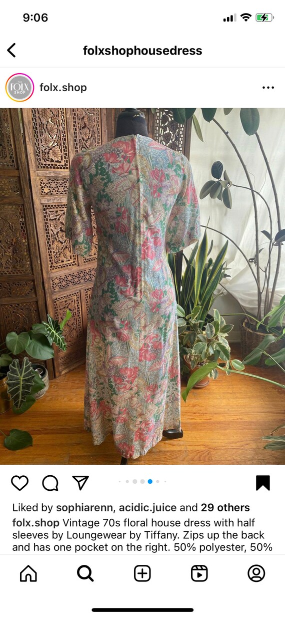Vintage 70s floral house dress with half sleeves … - image 7