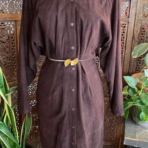 Vintage 80s Suede Leather Dress Duster by Vakko