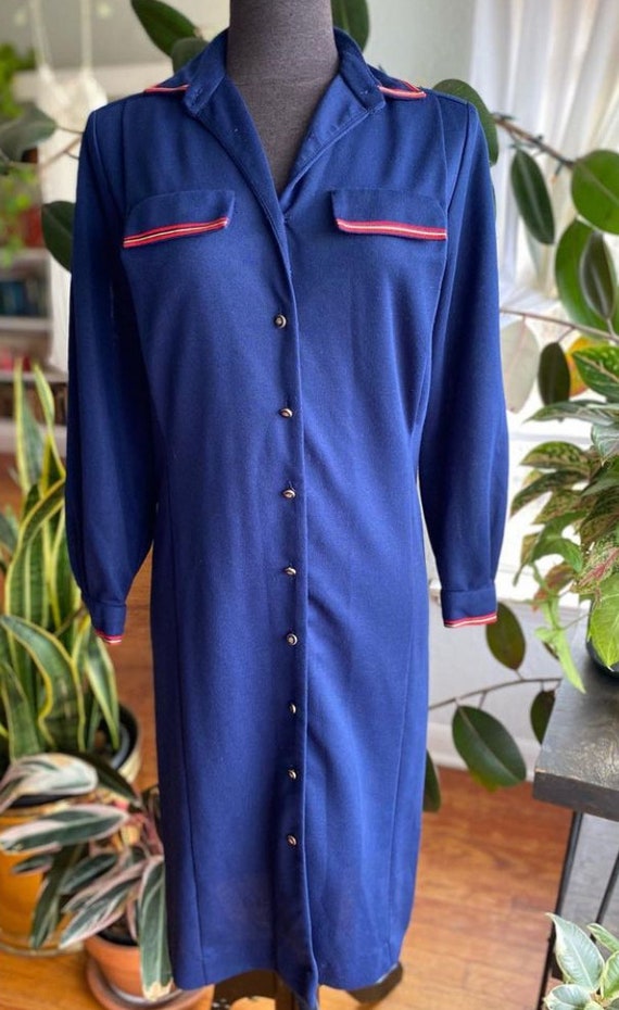 Vintage 70/80s navy blue sweater dress by Schrader