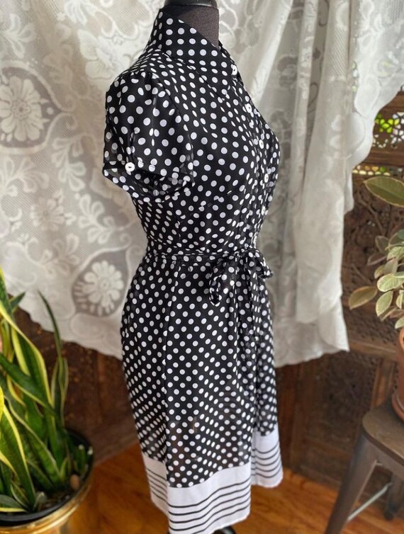 Vintage 90s sheer black and white polka dot dress… - image 4