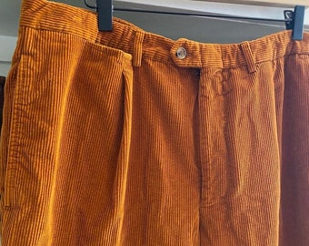 Gorgeous 90s rusty orange velvet corduroy trouser pants by designer Dunhill