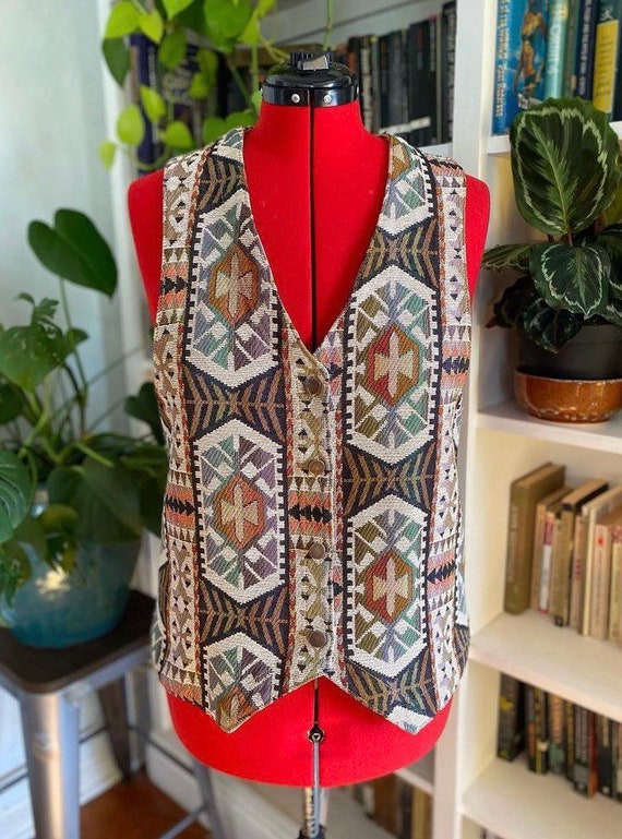 90s southwestern style tapestry vest by Gotcha Cov
