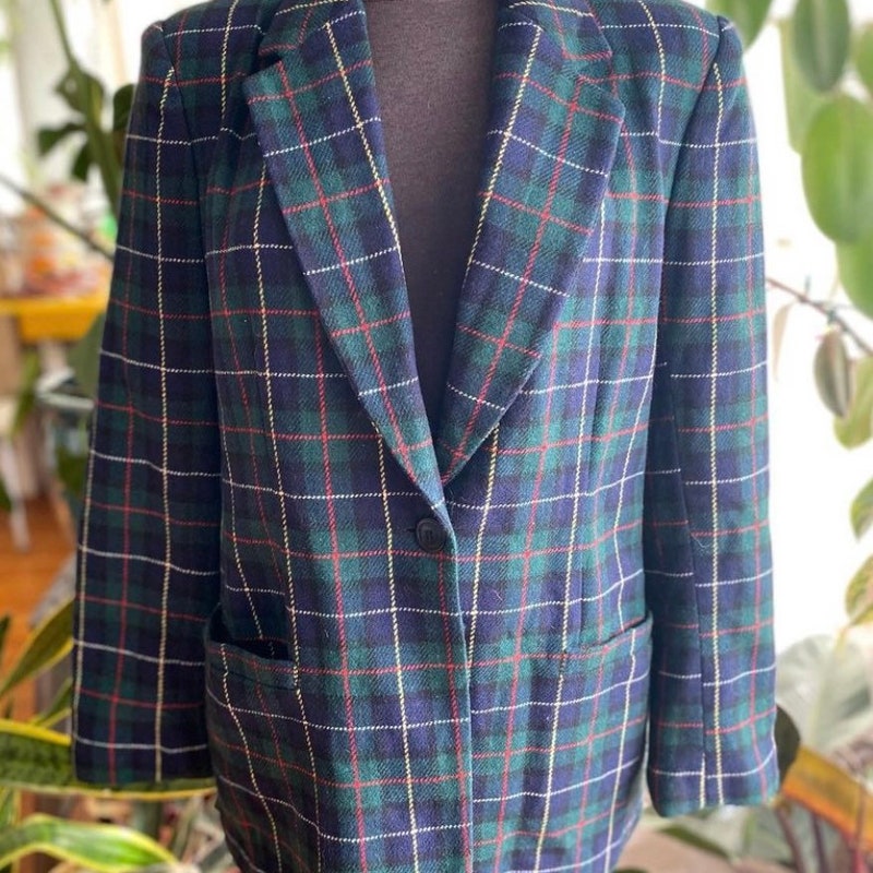 80's/90's Brown Plaid Autumn Blazer by White Stag main image 1