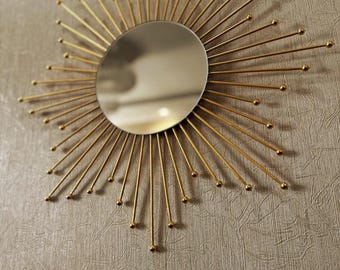 Gold Sun mirror, glass, mirror, trend mirror, home decoration, wall mirror, decorative mirror, sunburst mirror, round, unique mirror