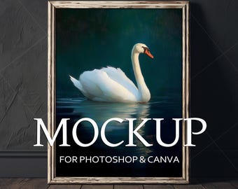 Dark Vintage Frame Mockup, Old White Frame Template, Rustic Vertical Frame Mockup, Instant Download