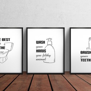 Bathroom 3 Print Set, Bathroom Wall Decor, Bathroom Wall Art, Bathroom Prints, Funny Bathroom Signs, Funny Bathroom Prints,Toilet Art