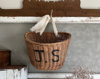 Farmhouse Cottage basket, vintage bicycle basket, Wall Basket, Hanging Basket