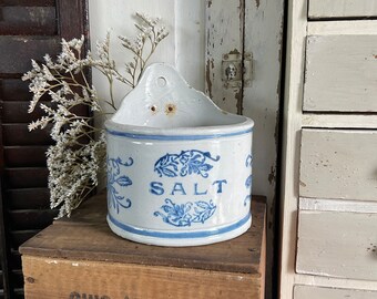 Antique Stoneware Salt Box, Vintage Stoneware Salt Box, Antique Salt Box, Vintage Salt Box, Antique Salt Crock