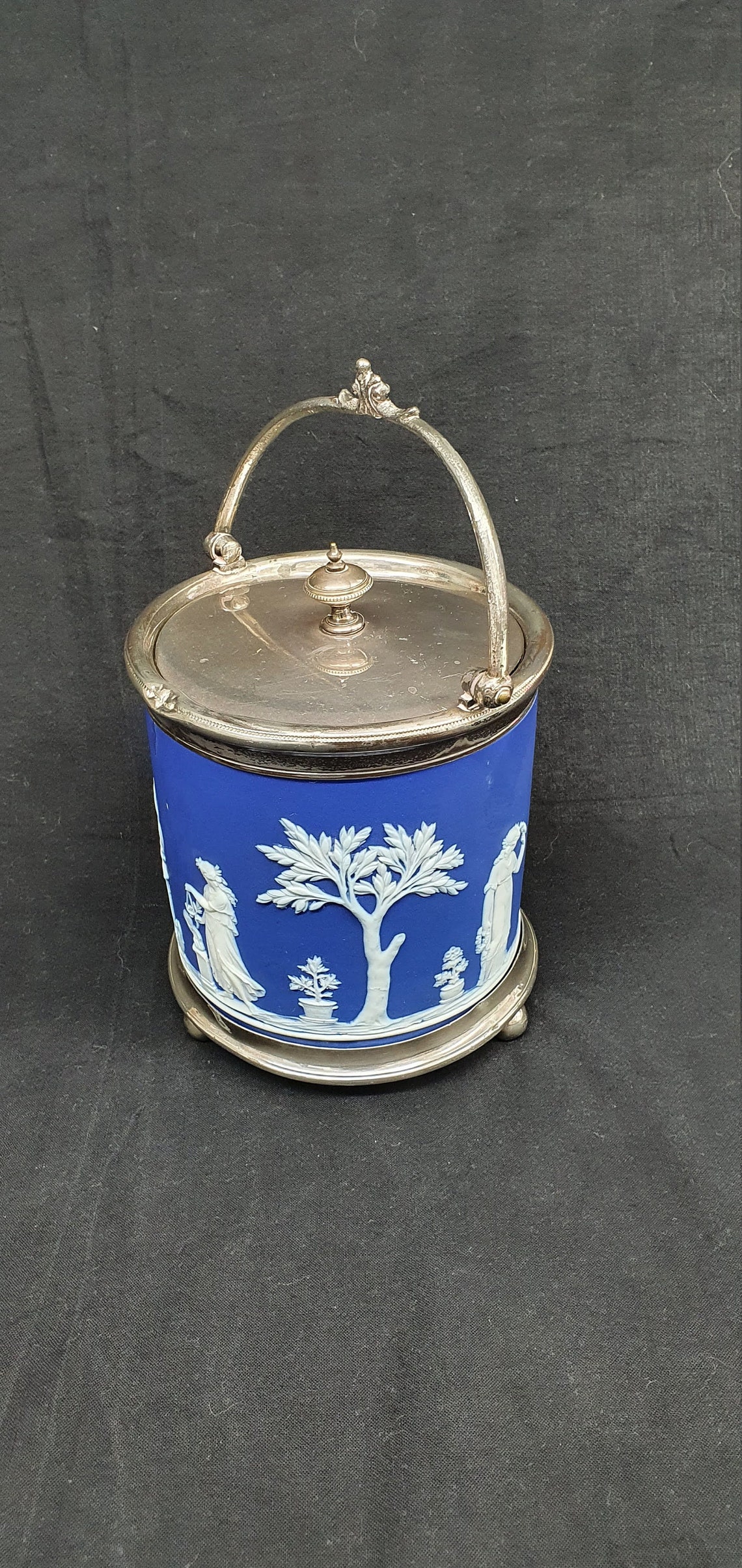 Antique Wedgwood Cobalt Blue Biscuit Barrel circa 1900's Etsy