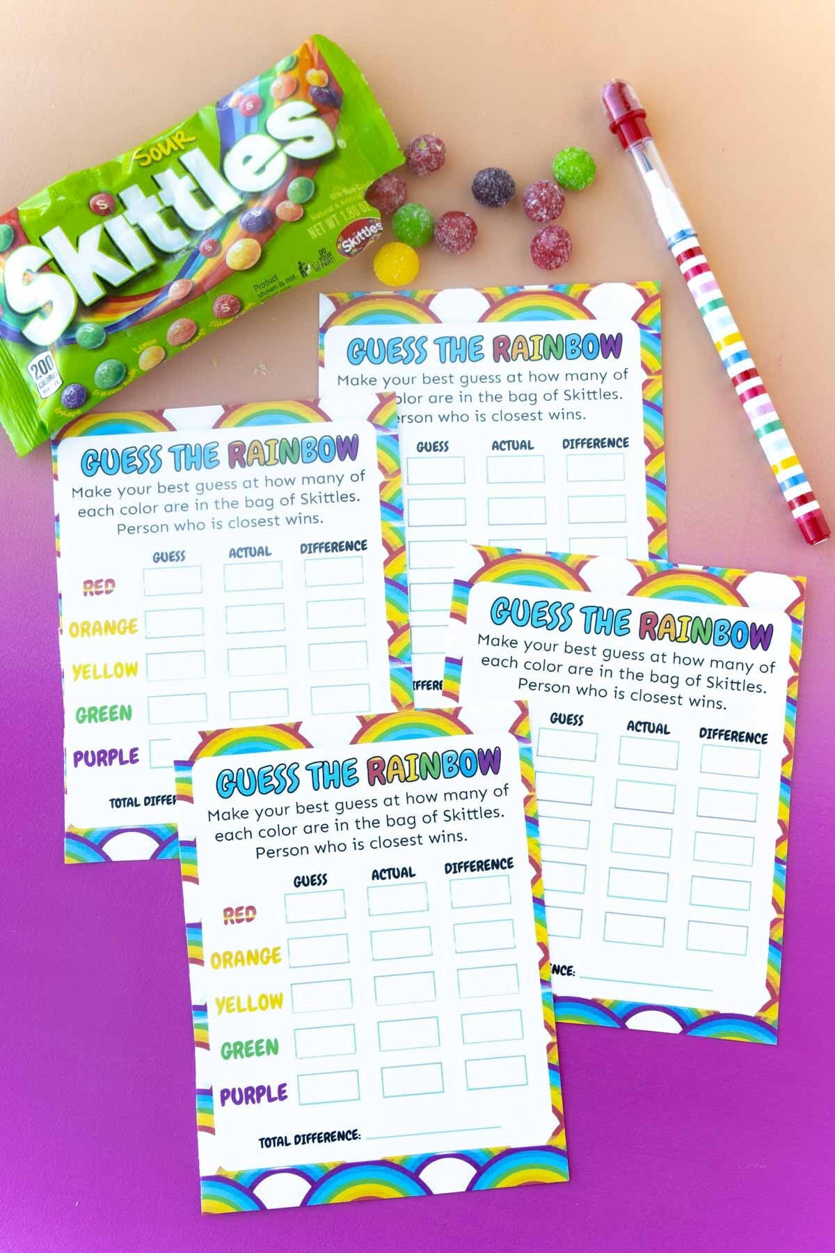 Rainbow Party Game Skittles Guessing Game Rainbow Skittles Game Candy