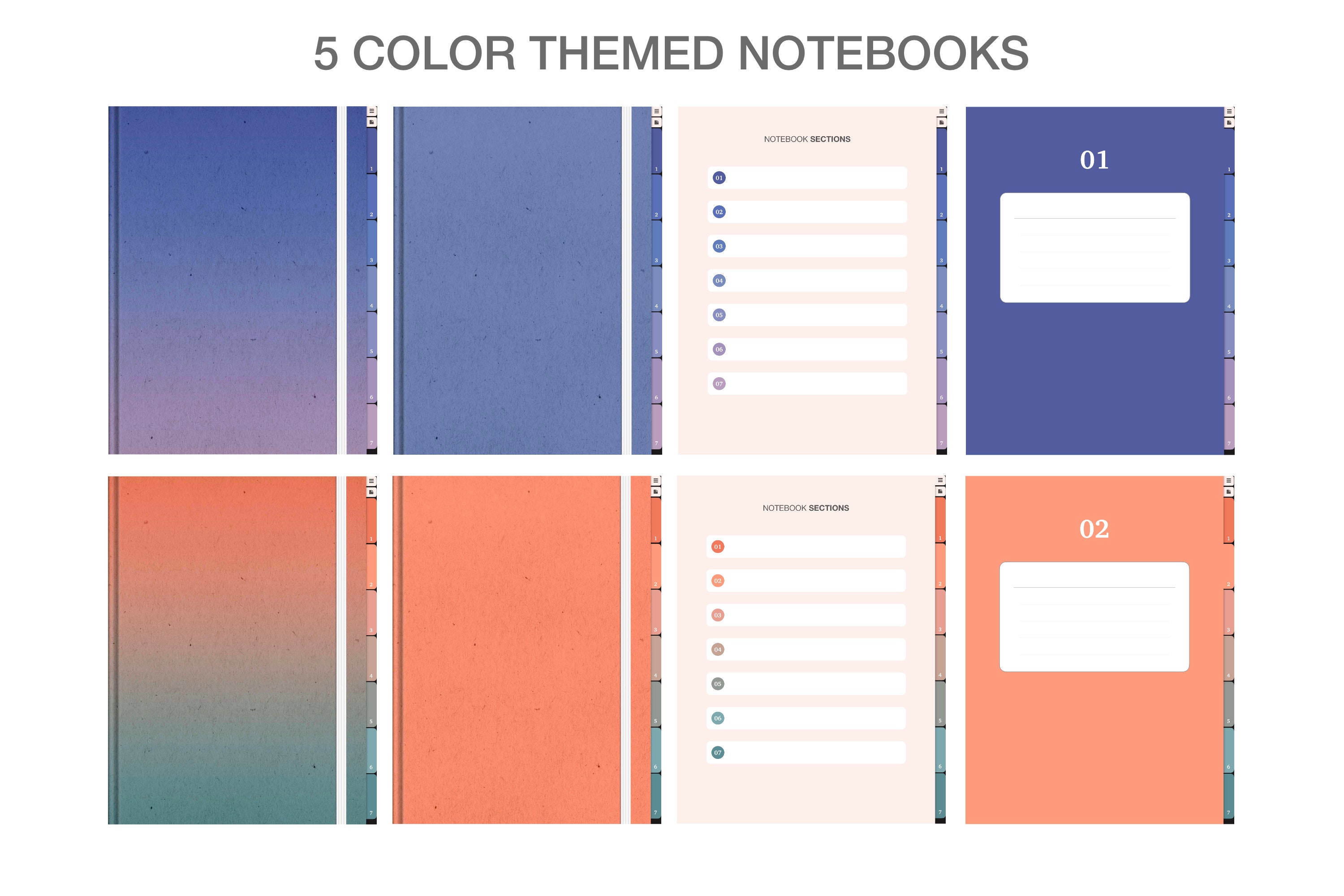 Digital notebook 7 subject digital notebook goodnotes Etsy