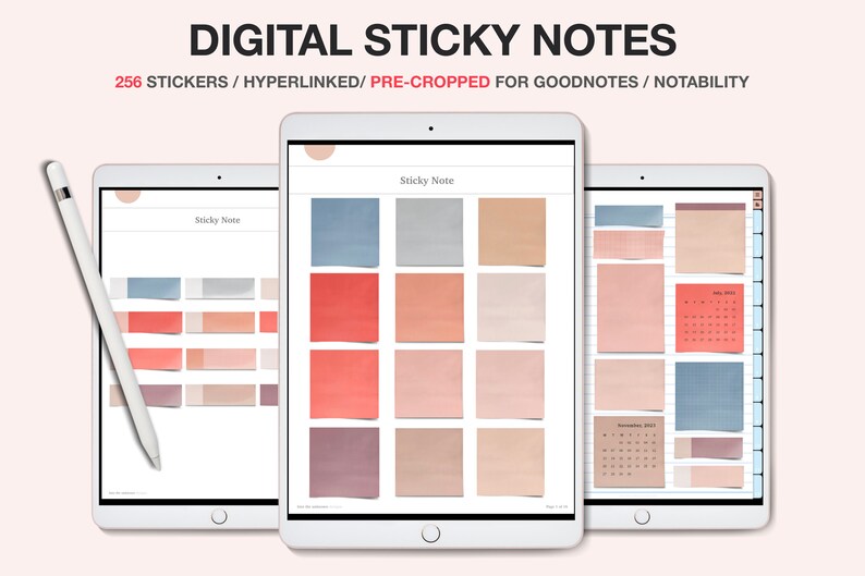 Digital sticky notes Boho tone ipad stickers digital Etsy