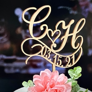Wedding cake topper, Monogram cake topper, Custom cake topper, Gold cake topper, Rustic cake topper, Anniversary topper, Personalized topper