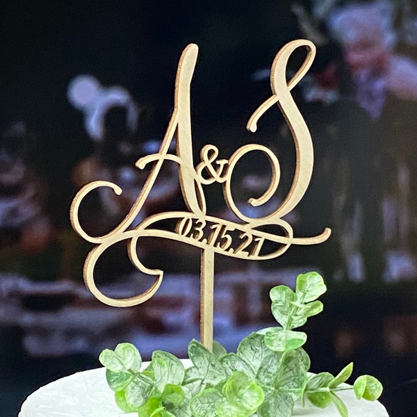 Wedding cake topper, Monogram cake topper, Custom cake topper, Two initial Cake  Rustic cake topper, Initial Cake Topper Personalized topper