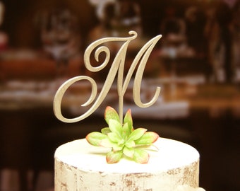 Wedding cake topper Monogram cake topper Custom cake topper Initial Cake Topper Rustic cake topper Elegant Cake Topper M wedding Cake Topper