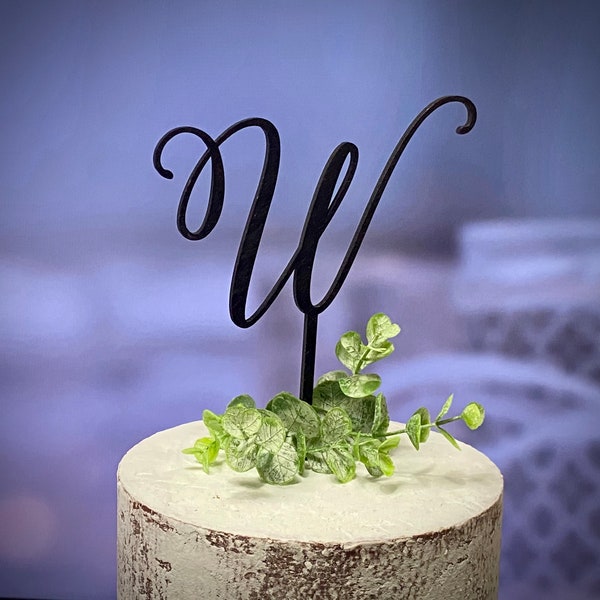 W cake topper, Monogram cake topper, Custom cake topper, Initial cake topper, cake topper, Letter w  topper, Personalized topper