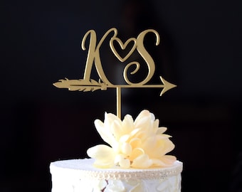 Wedding cake topper, Monogram cake topper, Custom cake topper, Gold cake topper, Rustic cake topper, Initial Topper  Personalized topper