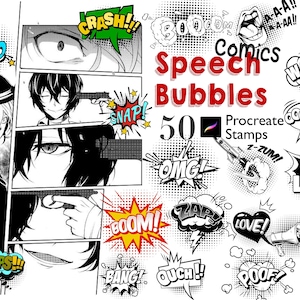 Procreate Comics Speech Bubbles Stamps Procreate Cartoon Speech Bubble Stamp Procreate Comics Book Stamp Procreate Anime Manga Chibi Kawaii