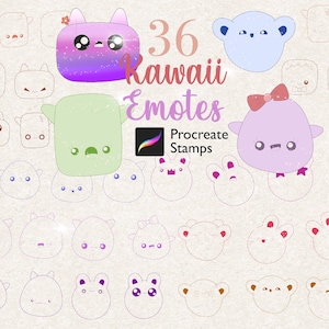 Kawaii Emotes Procreate Stamps: Cartoon Comic Brushes (36)