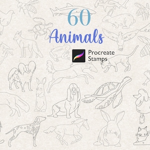 60 Procreate Animal Stamps Brush Procreate Line Art Animals Procreate Minimal Tattoo Stamps Kinderen Kleurplaten Procrete Dieren