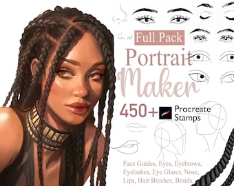 Procreate Portrait Maker: 450+ Face Guide Stamps (Digital Download)