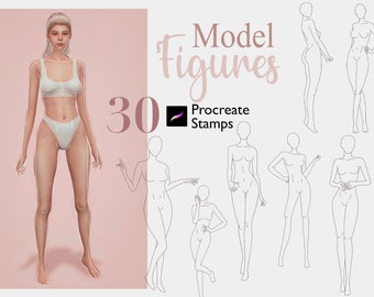 Procreate Fashion Figure Stamps | 30 Female Model Pose Body Guide