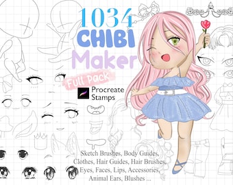 Procreate Chibi Maker Stamps: Body & Clothes Guides (Digital Download)