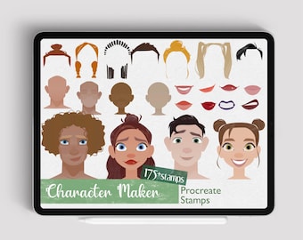 Procreate Character Maker: 175+ Cartoon Stamps Brush Pack (Digital Download)