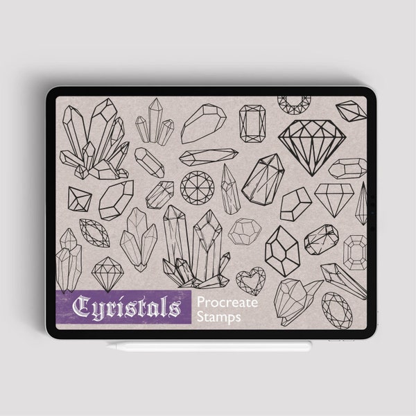 70 Procreate Cyristals Stamps, Cyristal Dream Stamps, Diamond Tattoo Brushes, Magic Jewellery Stamp, Ring Natural Stone Bundle