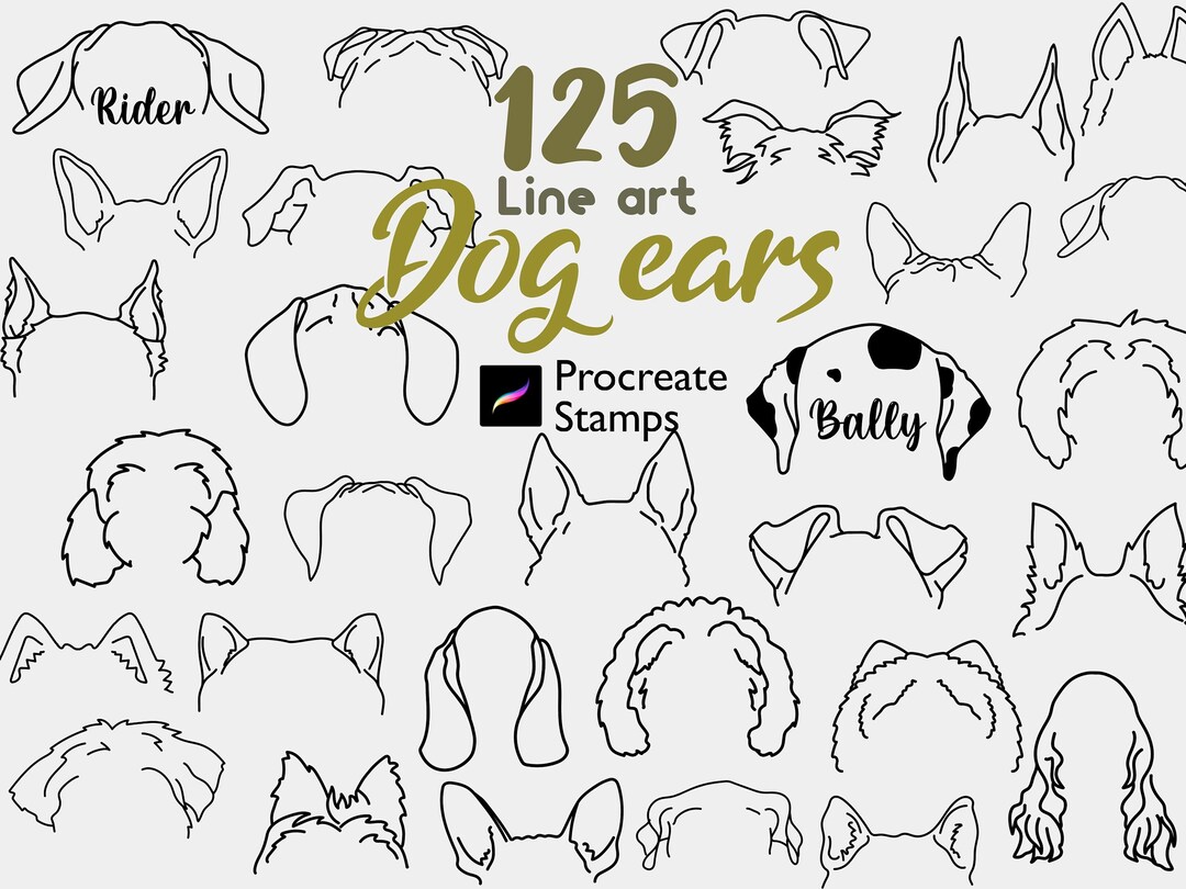 125 Procreate Dog Ears Stamps Line Art Dog Ear Brush Procreate Tattoo