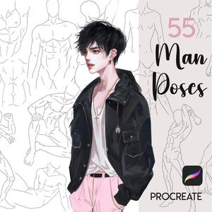 Procreate Man Poses Stamp Procreate Anime Boy Stamp Procreate Man Body Guides Procreate Anime Creator Manga Body Reference Anime Model Stamp