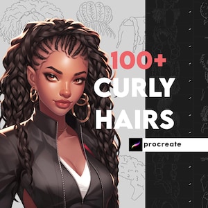 Procreate Curly Hair Stamps: Afro Braid Brushes (100+ Digital Download)