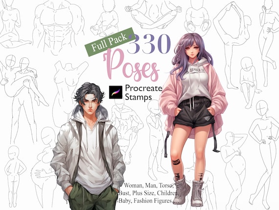 Procreate Body Anatomy Stamps | 330 Anime Manga Full Pack Brushes