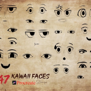 Procreate Kawaii Faces Stamps Procreate Kawaii Emotes Stamp Procreate Kawaii Maker Guides Procreate Kawaii Eyes Procreate Chibi Cartoon Eye