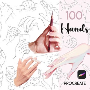 Procreate Anime Hands Stamps: manga-personagegids (100 penselen) (digitale download)