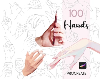 Procreate Hand Stamps : Anime Manga Character Hand Guide Anatomy Body Parts Brushes