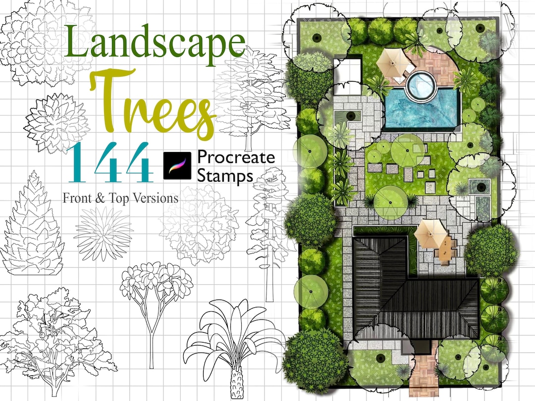 144 Procreate Landscape Trees Stamps Tree Brush Garden Landscape 144 Procreate Landscape Trees Stamps Tree Brush Garden Landscape