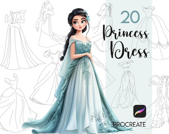 Procreate Princess Dress Brush : Anime Fashion Creator Manga Clothes Stamps