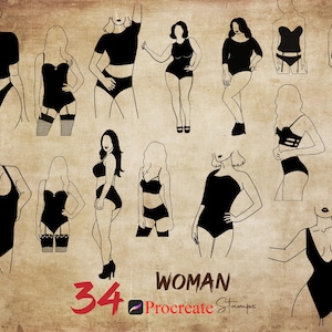 Timbro Procreate Woman, Timbro Procreate Girl Silhouette, Timbro Procreate Lingerie Model, Timbro Procreate Pinup Girl Body, Timbro Procreate Minimalist Tattoo