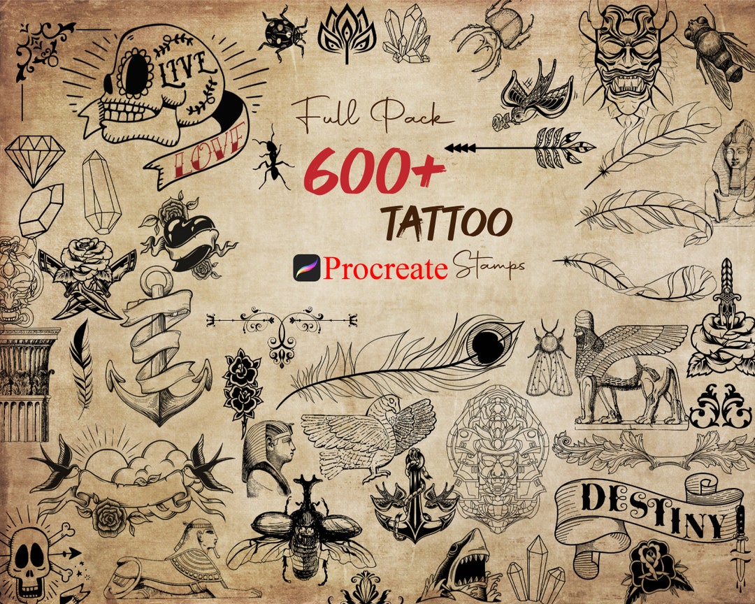Procreate Tattoo Stamps : Traditional Old School Tattoo Brush Set - Etsy