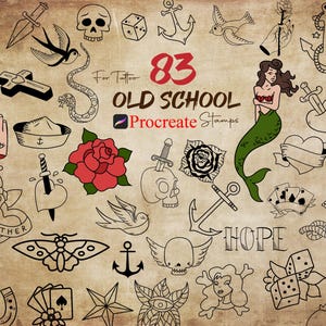 Procreate Old School Brush : Oldschool Tattoo Stamp Traditional Tattoos Brushset
