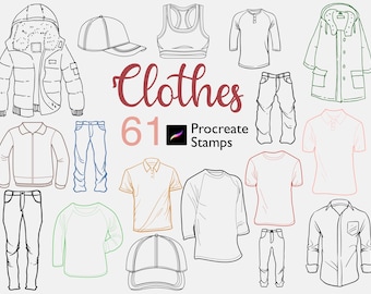 Procreate Clothes Stamps : Anime Clothing Manga Streetwear Brush Set