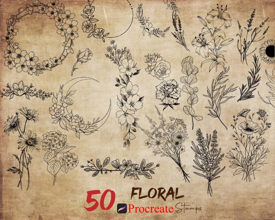 Procreate Floral Stamps Procreate Flower Stamp Procreate Floral Dream ...