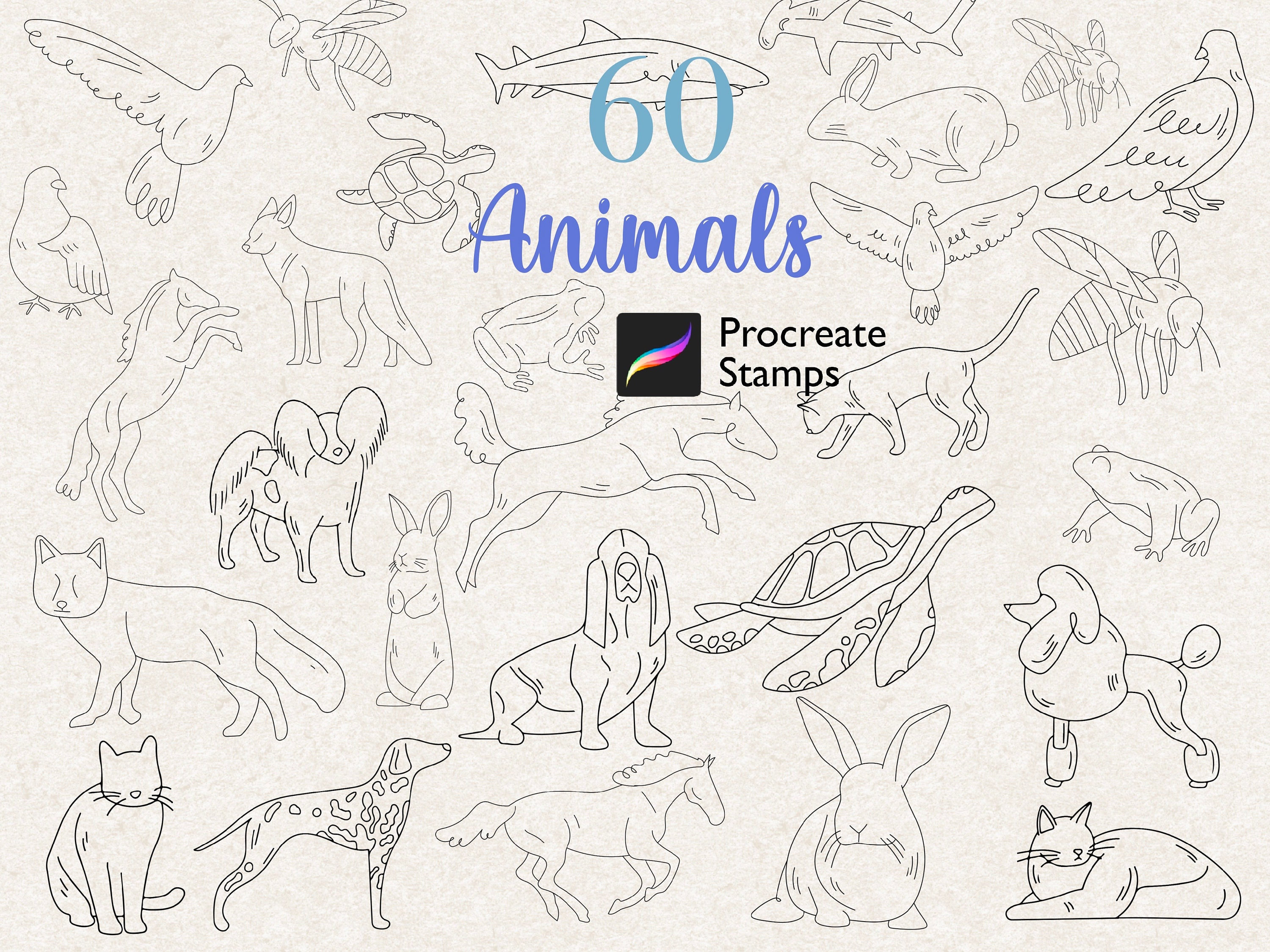 60 Procreate Animal Stamps Brush Procreate Line Art Animals - Etsy 60 Procreate Animal Stamps Brush Procreate Line Art Animals - Etsy