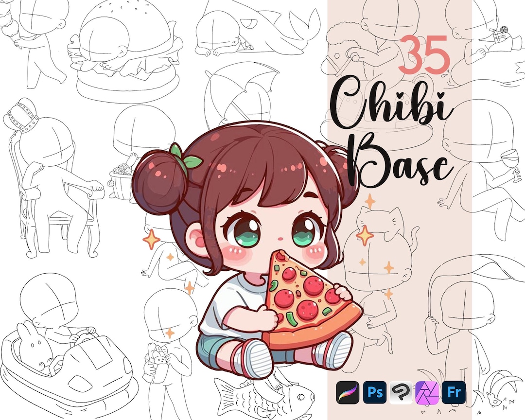 Procreate Chibi Base Stamps: Chibi Poses Clipstudio Fresco Photoshop ...