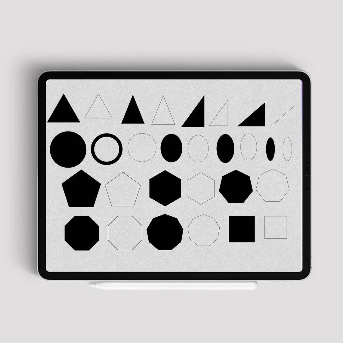 Procreate 90 Geometric Shapes Stamps Brush Pack Basic Set Etsy