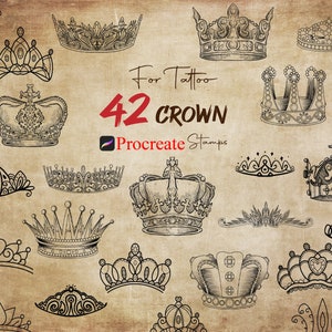 Procreate Crown Stamps Crown Tattoo Stamp Procreate Royal Stamp Procreate Tiara Procreate King Procreate Queen Brushes Procreate Monarch