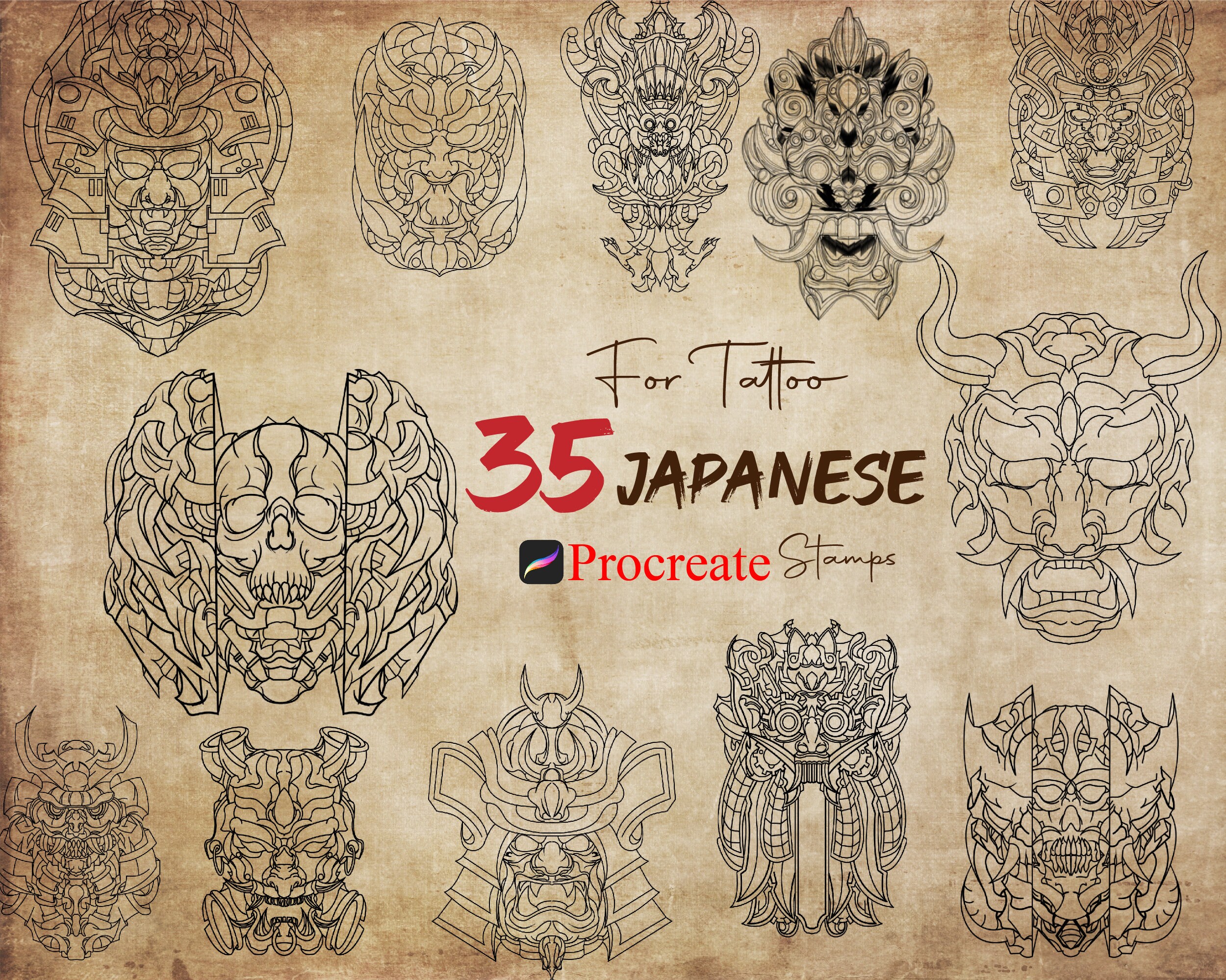 Procreate Tattoo Stamps : Traditional Old School Tattoo Brush Set - Etsy