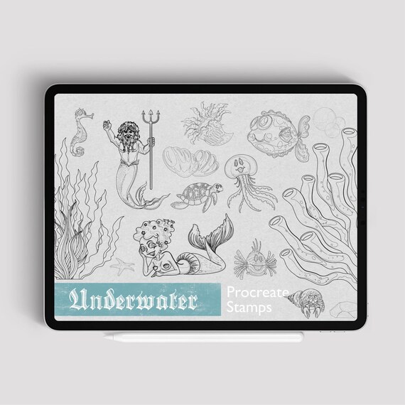 Ocean Animals Underwater Procreate Brushes Procreate Ocean Bundle