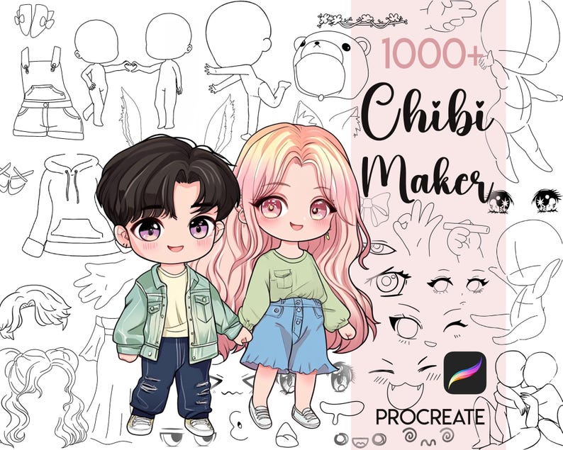 Procreate Chibi Maker: 1000+ Stamp Brushes (digital Download) - Etsy